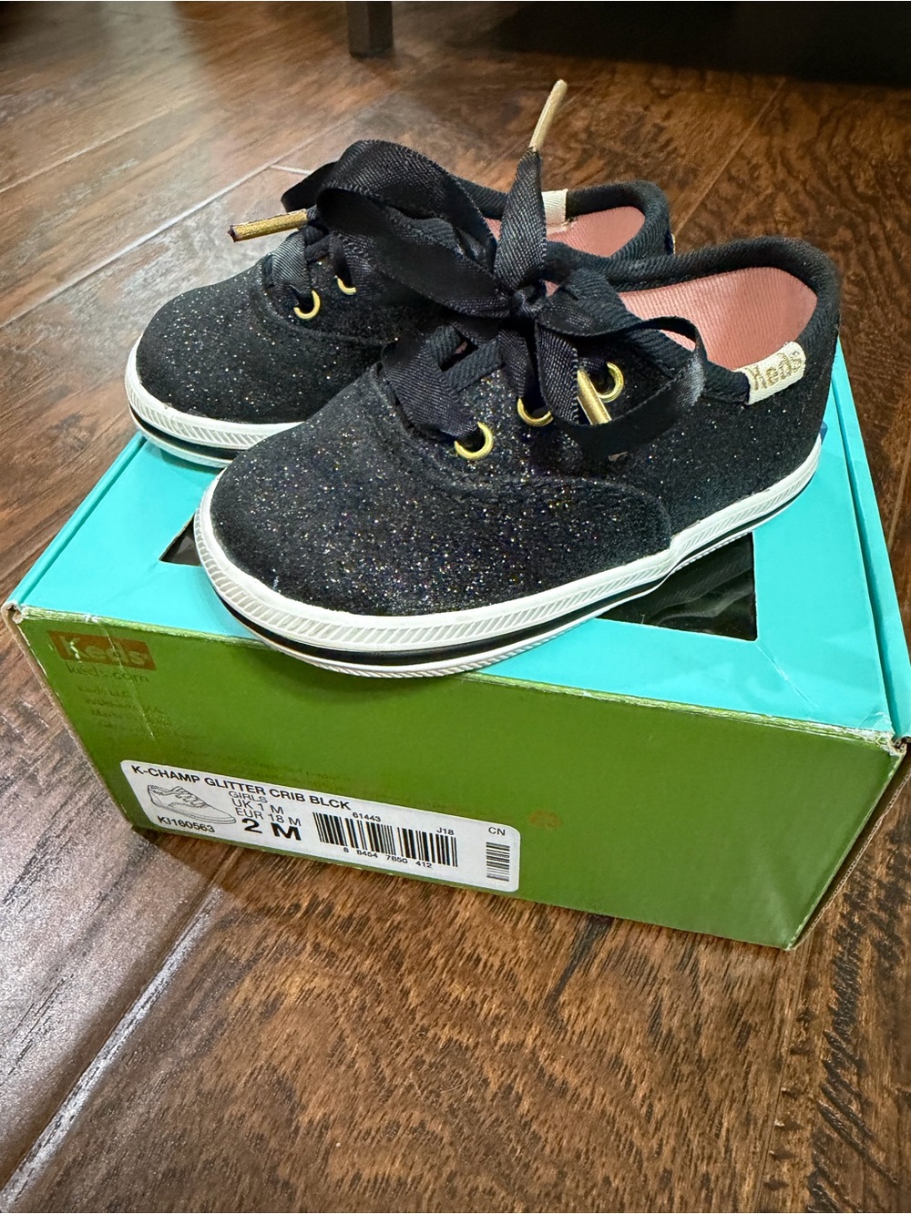 Kate Spade Keds K-Champ Glitter Crib Black Size 2 M Baby Girl